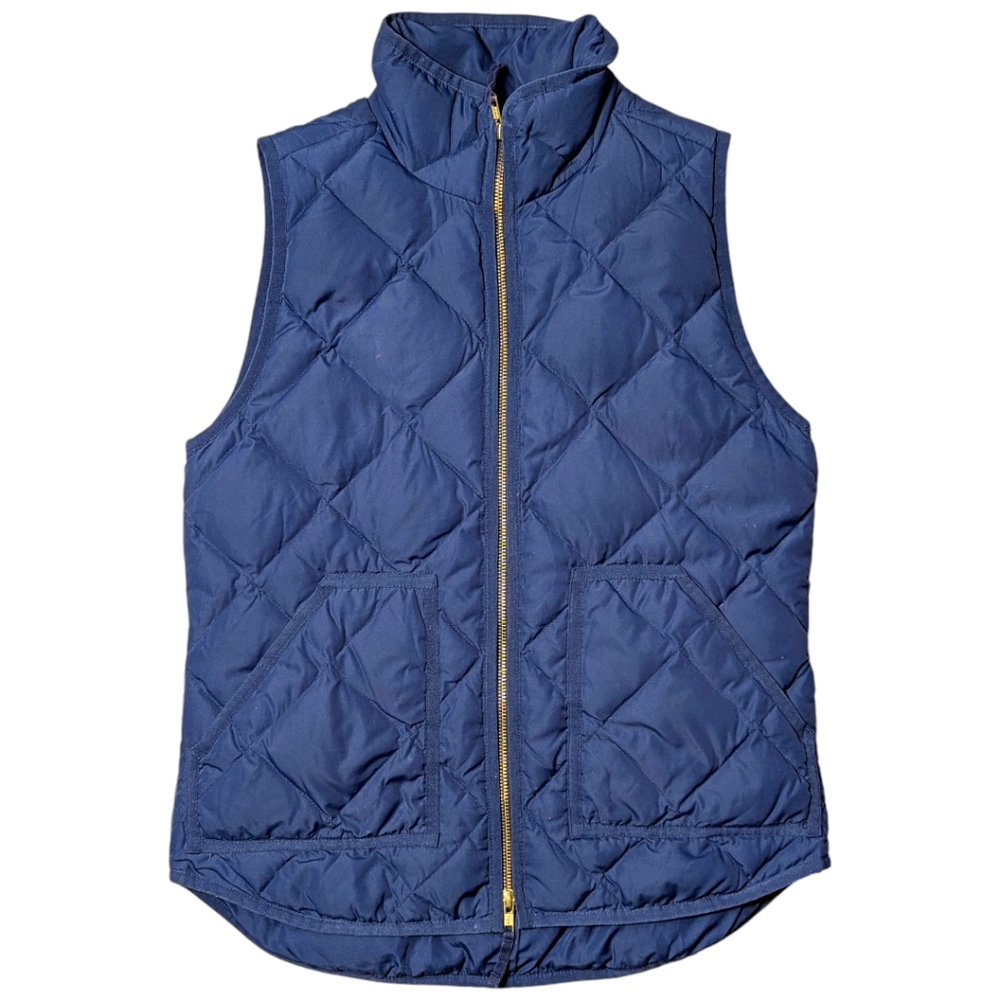 Women's J CREW Navy Down Puffer Vest Size XS